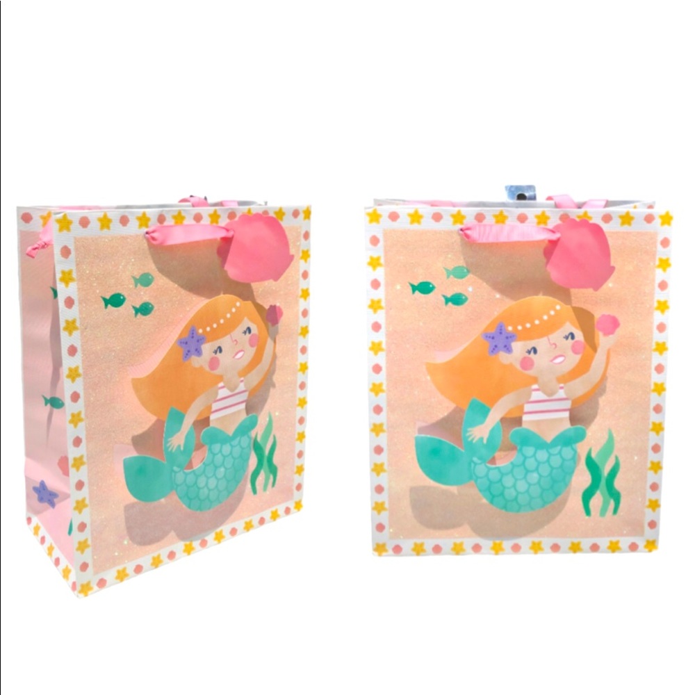 Creative Presence Mermaid 3D Embellished Gift Bags, Set of 2